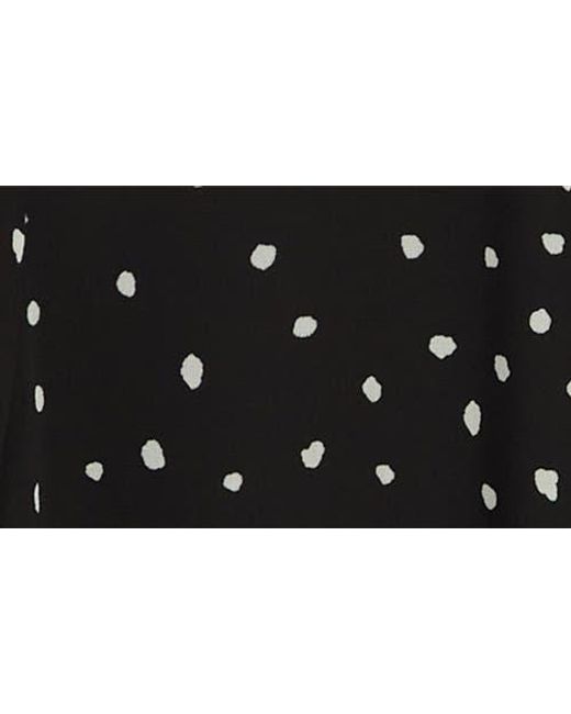 DR2 by Daniel Rainn Black Peter Pan Collar Polka Dot Button Front Long Sleeve Blouse