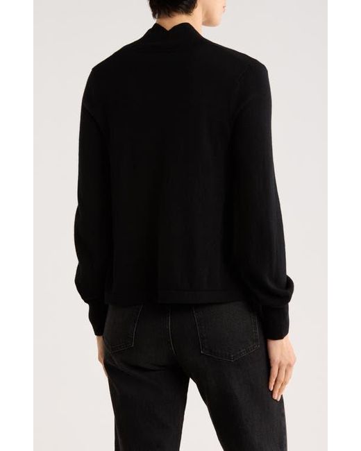 Sofiacashmere Black Scallop Edge Open Cardigan