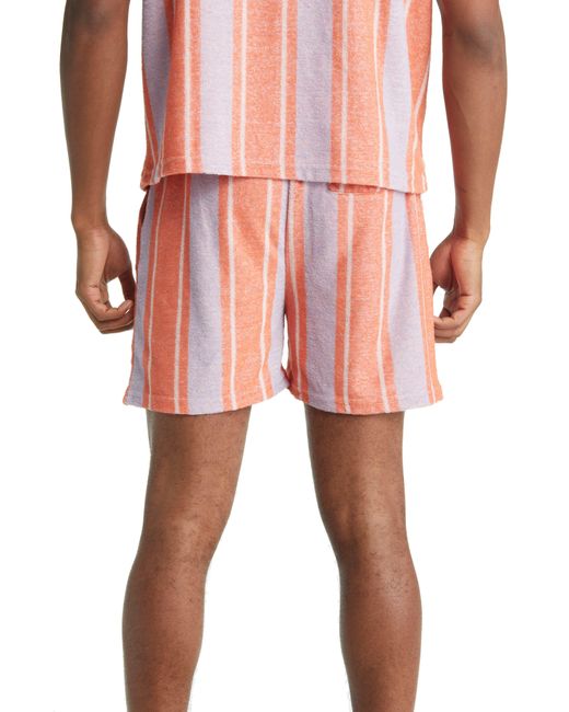 Native Youth Pink Stripe French Terry Shorts for men