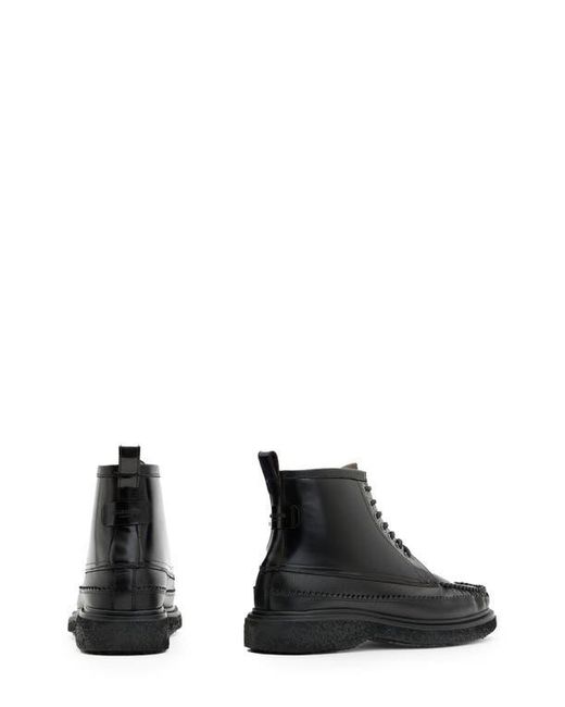 AllSaints Black Gibbs Moc Toe Boot for men