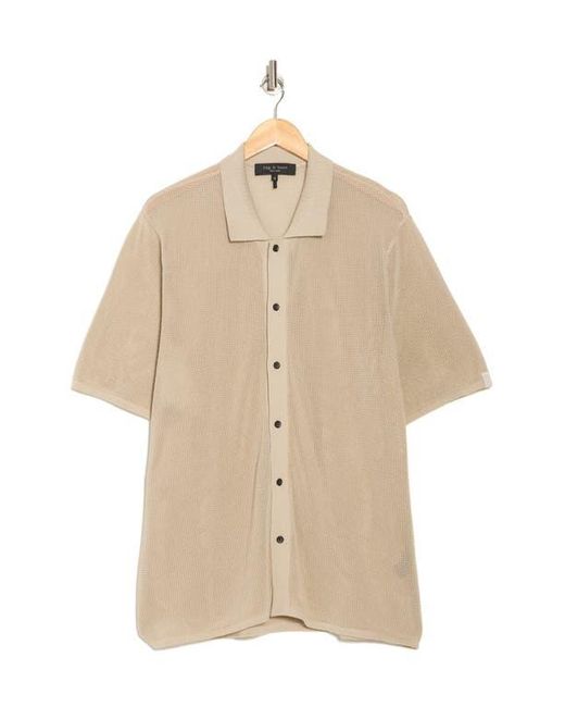 Rag & Bone Natural Payton Cotton Mesh Short Sleeve Button-Up Shirt for men