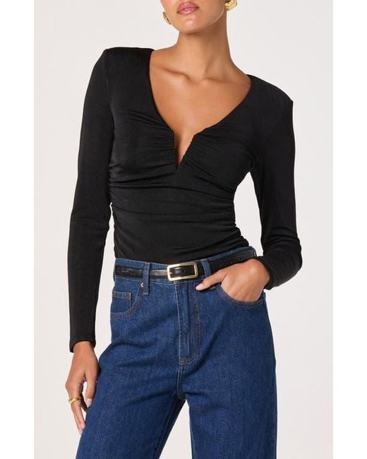 Astr Black Wire Ruched Top