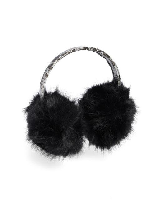 Steve Madden Black Faux Leather & Faux Fur Earmuffs