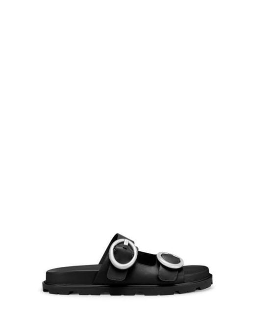 Stuart Weitzman Black Benni Two-Strap Sandal