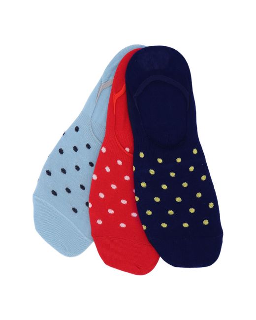 Lorenzo Uomo Blue 3-pack Polka Dot No-show Socks for men