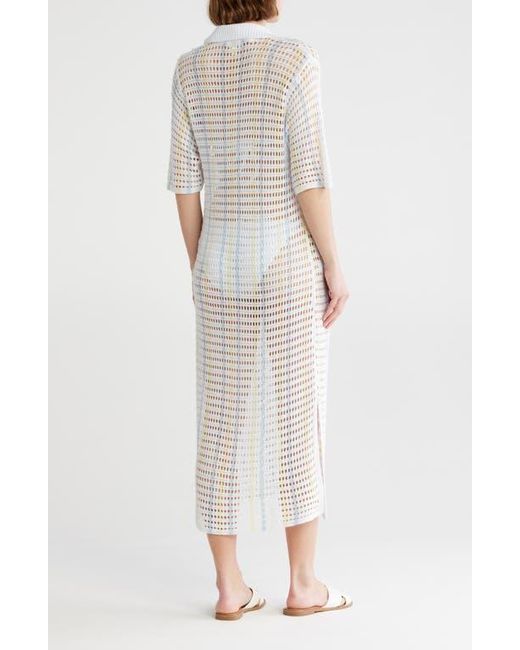 Nordstrom Rack White Open Knit Button-Up Cover-Up Dress