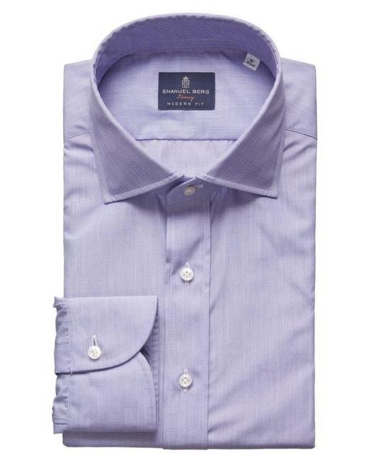 Emanuel Berg Blue Cotton Dress Shirt for men