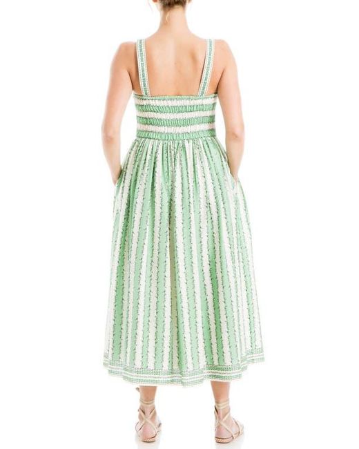 Max Studio Green Print Midi Sundress