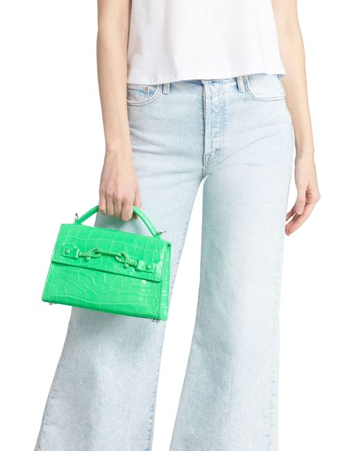 Rebecca Minkoff Lou Top Handle Croc Embossed Leather Crossbody Bag in