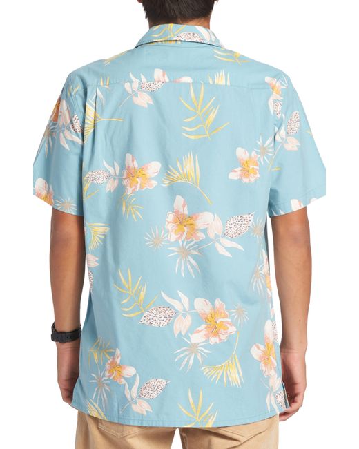 Quiksilver Blue Tropical Floral Camp Shirt for men