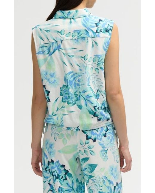 NVLT Blue Sleeveless Drawstring Hem Top