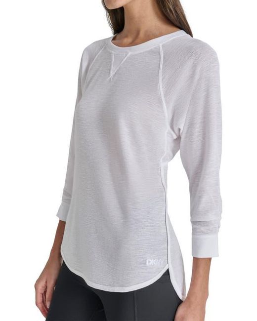 DKNY White Slub Waffle High-Low T-Shirt