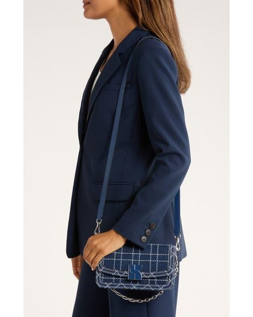 Kate Spade Blue Dakota Denim Check Small Crossbody Bag