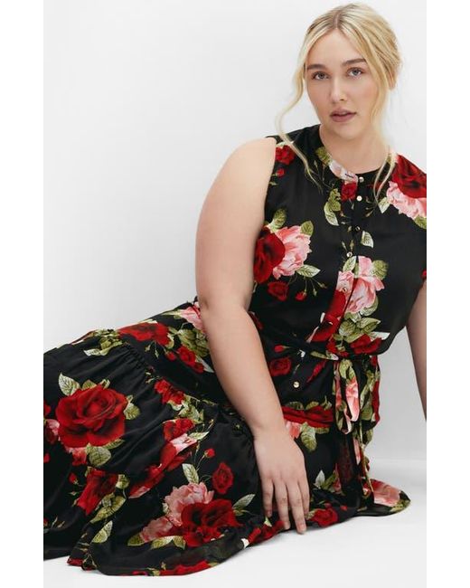City Chic Black Roma Print Tie Waist Maxi Dress