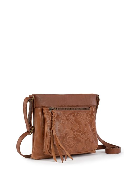 The Sak Sanibel Leather Crossbody Bag In Tobacco Floral Embossed At ...