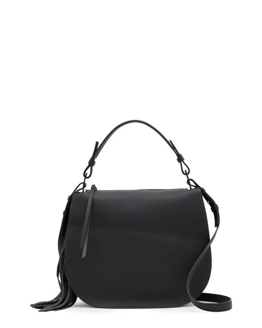 AllSaints Black Mori Medium Leather Saddle Bag