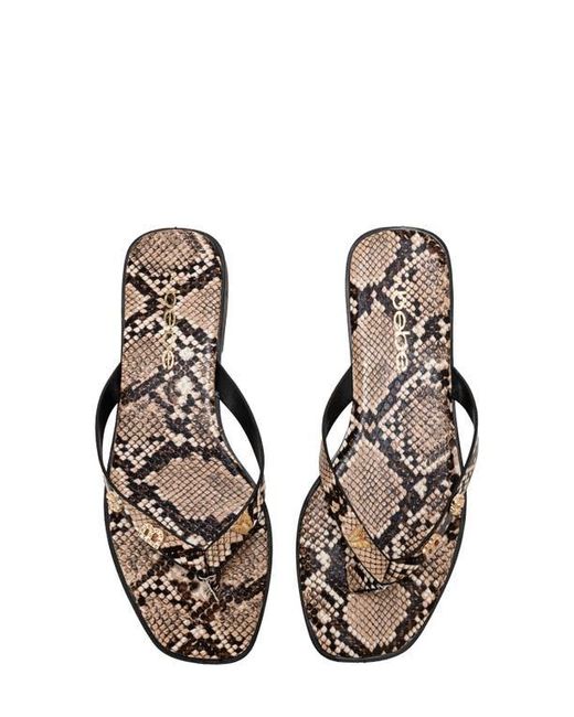 Bebe White Python Embossed Thong Sandal