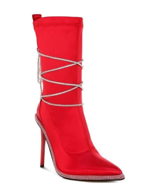 LONDON RAG Red Dacia Pointed Toe Boot