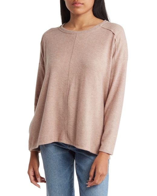 Heather by Bordeaux Multicolor Center Seam Hacci Knit Pullover In Heather Mauve At Nordstrom Rack