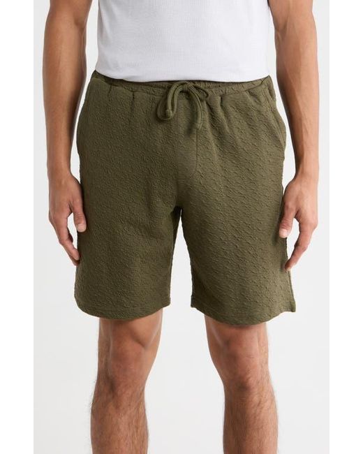 Denim and Flower Green Textured Shorts for men