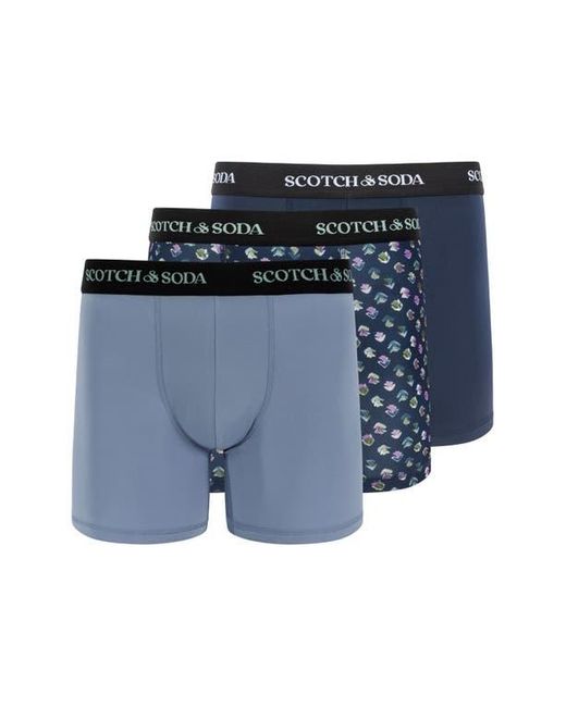 Scotch & Soda Blue Assorted 3-Pack Stretch Boxer Briefs for men