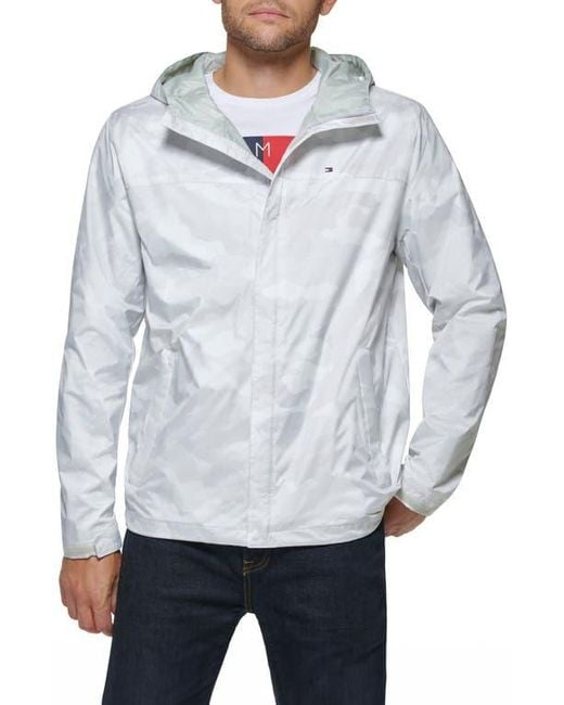 Tommy Hilfiger Gray Hooded Rain Slicker Jacket for men