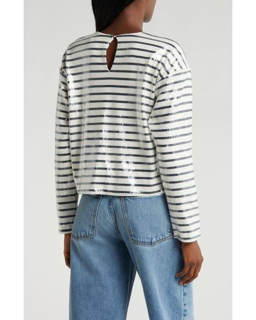FRAME Blue Stripe Sequin Top