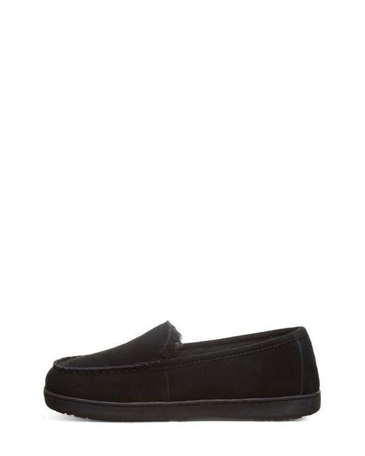 BEARPAW Black Brian Suede Faux Fur Wool Blend Lined Slipper for men