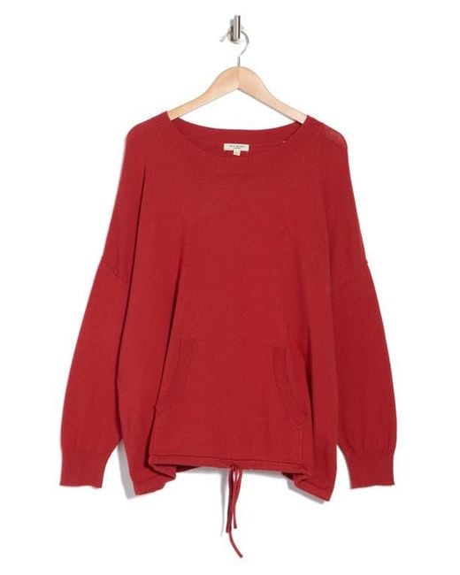 Max Studio Red Drawstring Sweater