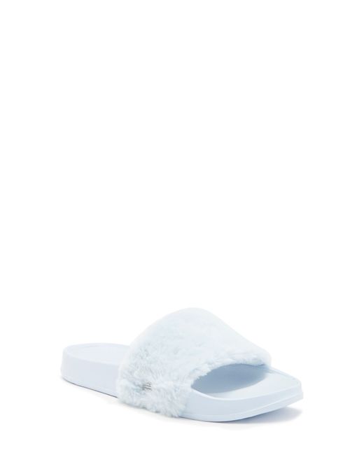 New Balance White 200 Faux Fur Slide Sandal