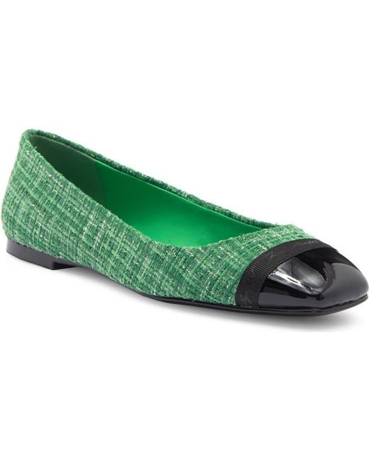Karl Lagerfeld Green Zofia Cap Toe Tweed Flat