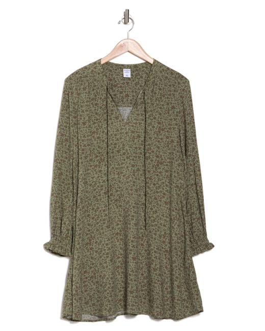 Melrose and Market Green Split Neck Long Sleeve Dress