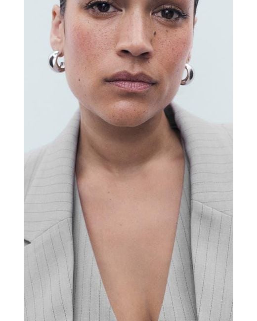 Mango Gray Pinstripe Suit Jacket