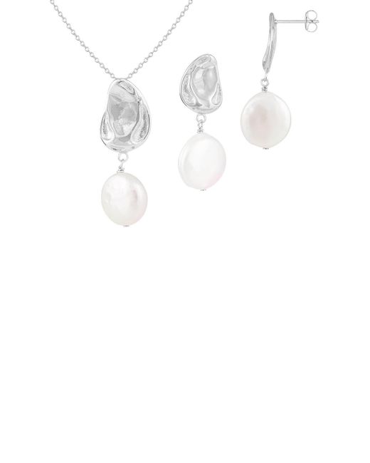 Splendid 2-piece 7-8mm Freshwater Pearl Necklace & Earrings Set In White At Nordstrom Rack