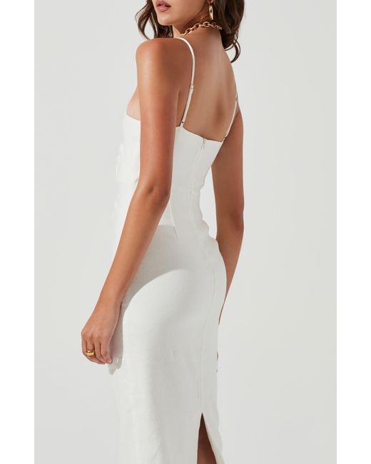 Astr White Didion Cutout Sleeveless Linen Blend Dress