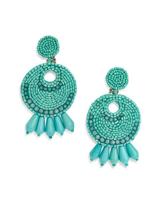 Kenneth Jay Lane Blue Beaded Drop Clip-On Earrings