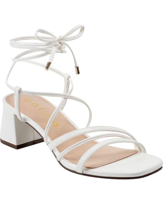 Unisa Metallic Faux Leather Block Heel Sandal