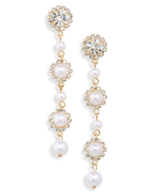 Cara White Linear Drop Earrings