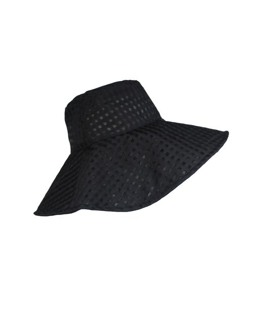 Laundry by Shelli Segal Black Sheer Gingham Wide Brim Hat