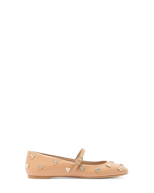 Stuart Weitzman Natural Tammy Crystal Mary Jane Flat