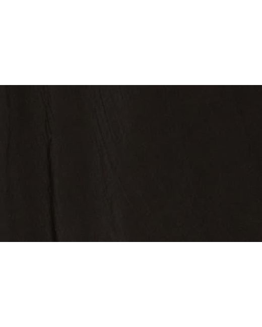 Pleione Black Short Sleeve Faux Wrap Textured Satin Top