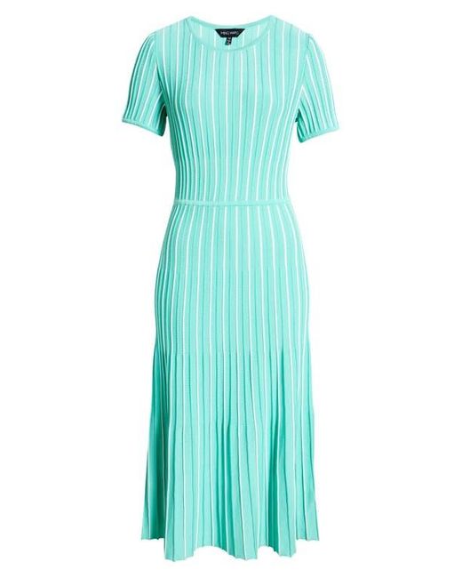 Ming Wang Green Stripe A-Line Midi Sweater Dress