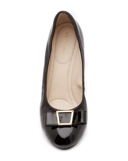 cole haan emory bow leather wedge pump