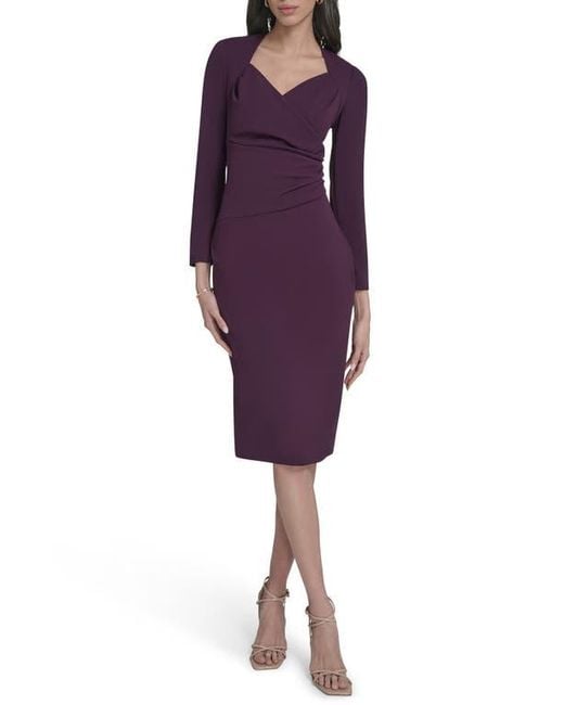 Calvin Klein Purple Stretch Crepe Midi Sheath Dress
