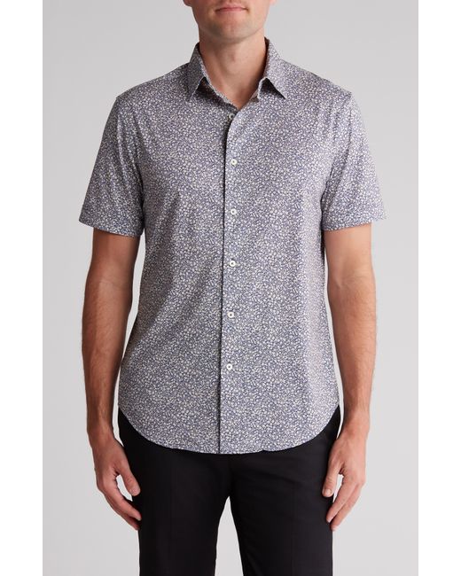 Bugatchi Gray Short Sleeve Woven Shirt for men