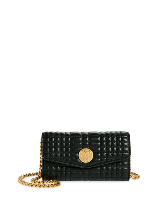 Vince Camuto Black Barn Quilted Leather Wallet On A Chain