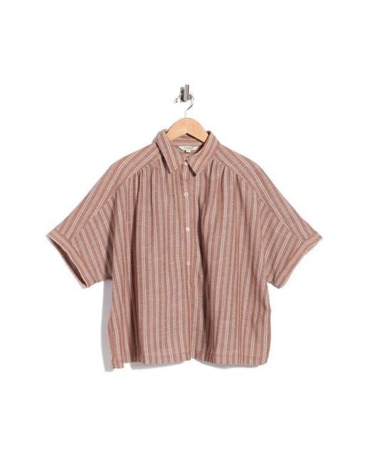 Max Studio Pink Textured Button-Up Shirt