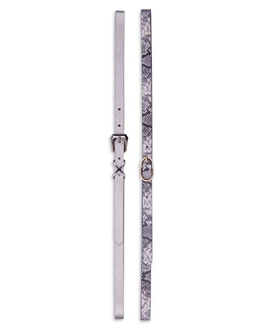 Linea Pelle White 2-for-1 Metal Keeper Belts