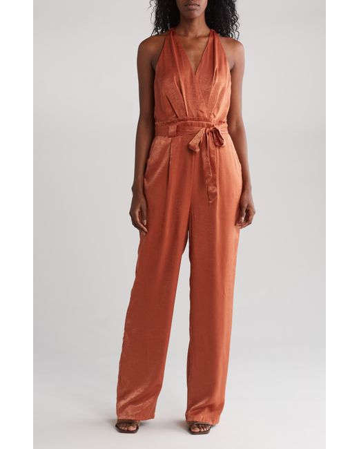 Lulus Red In The City Satin Jumpsuit