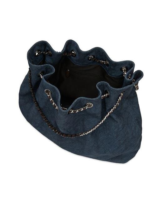 Rebecca Minkoff Blue Chevron Stitch Slouchy Leather Tote